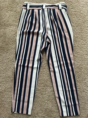 Express Vertical Stripe Kids Pants in Navy, Pink & White